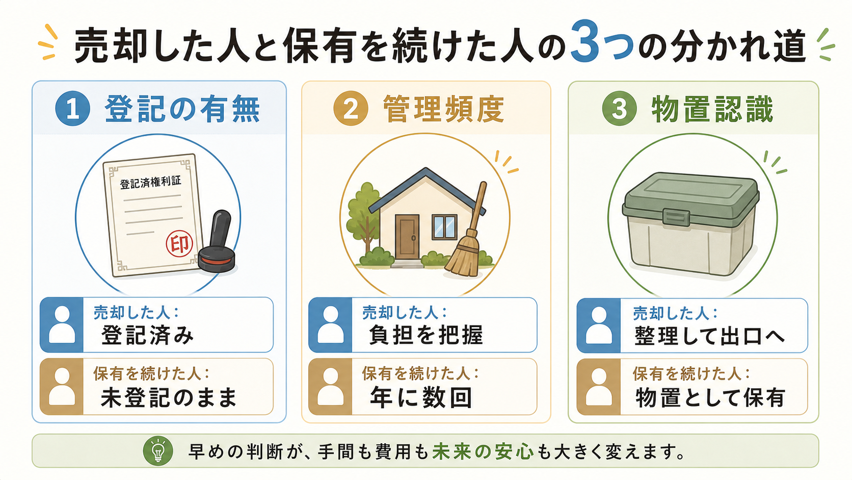 空き家の売却と保有、3つの分かれ道